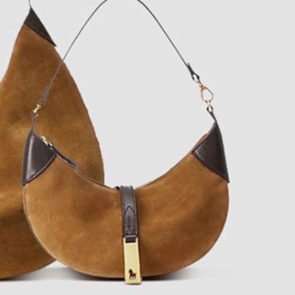 Ralph Lauren Polo ID leather suede brown bag small